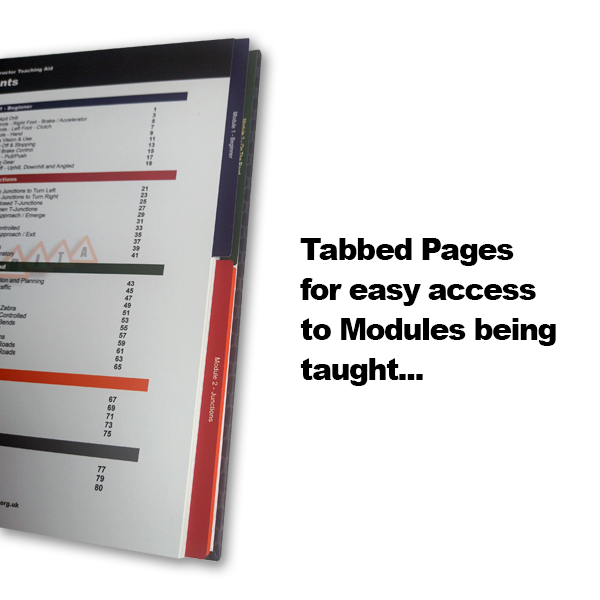 Driving Instructor Teaching Aid  - Tabbed Pages for Easy Access